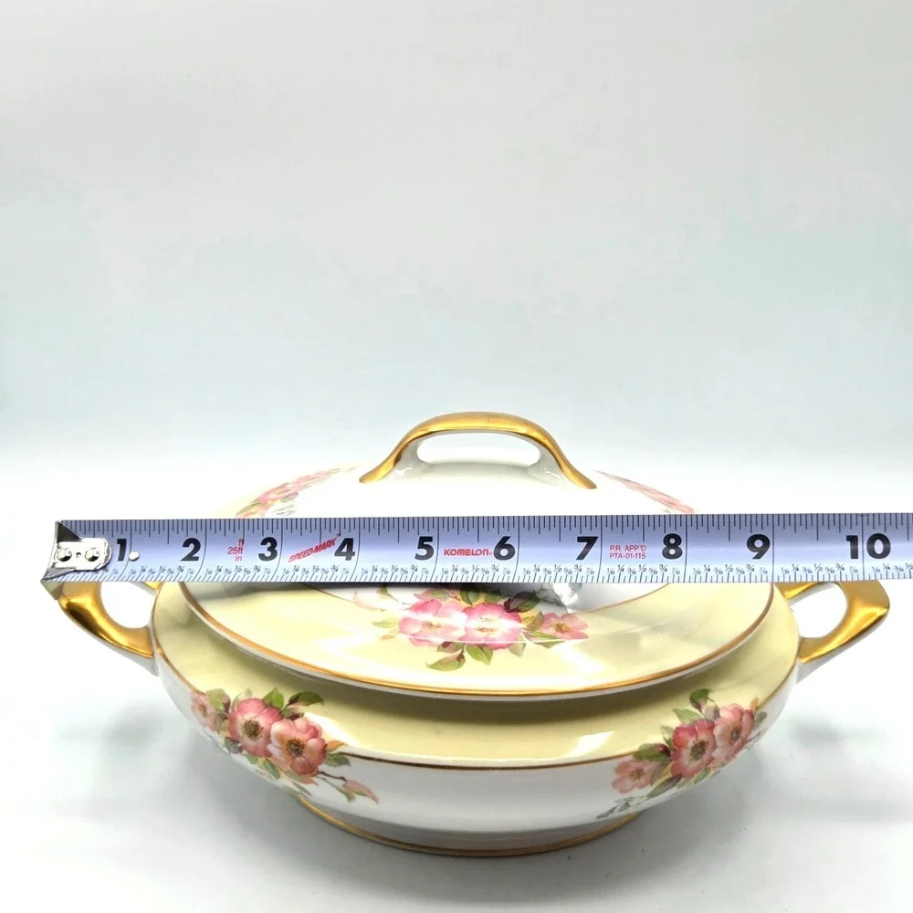 Jackson China Floral Covered Casserole Dish with‎ Lid Gold Rim VINTAGE